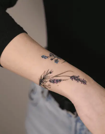 Lavender with Other Flowers Bracelet Tattoo