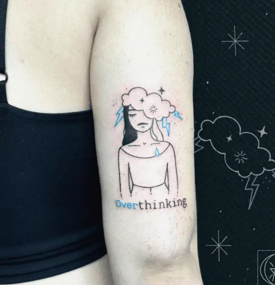 Anxiety Atttacked and Overthinkiing Woman Tattoo
