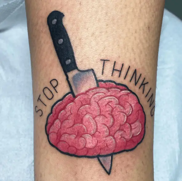 Stabbed Brain Overthinking Tattoo