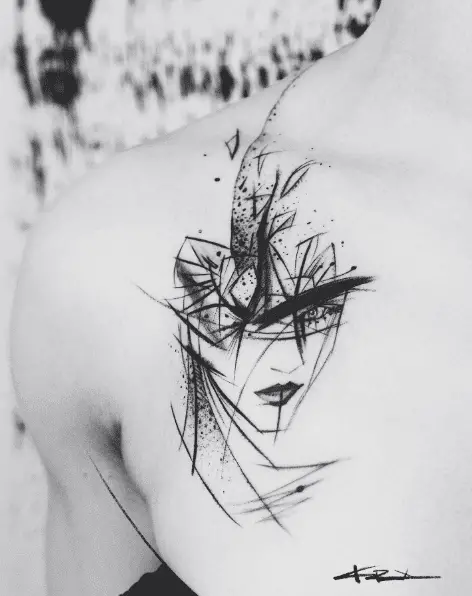 Overthinking Woman Sketch Tattoo