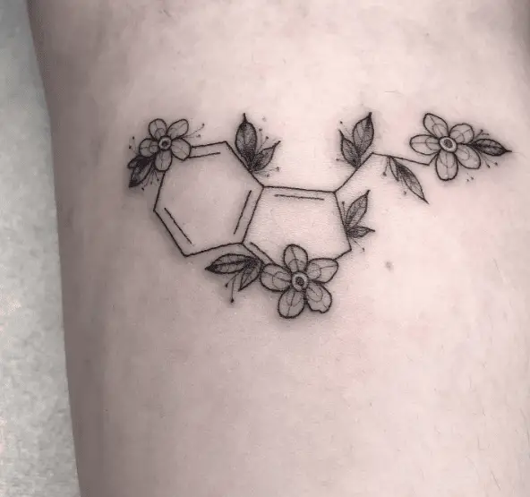 Floral Serotonin Molecule Tattoo