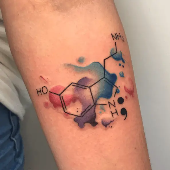 Serotonin Symbol Watercolour Splash Tattoo