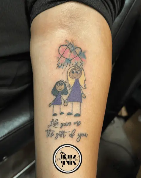 Mother and Daughter, Quote with Adoption Symbol Tattoo