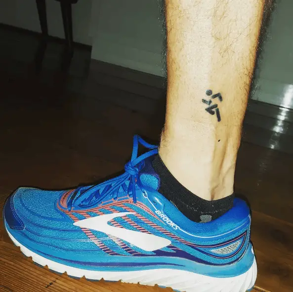 Stick Man Runner Leg Tattoo