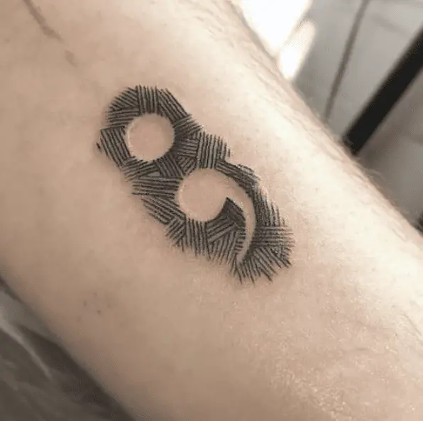 Semicolon with Lines Tattoo