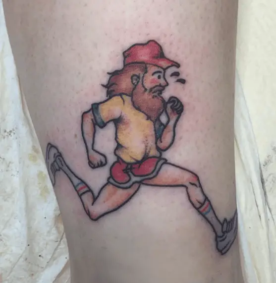 Cartoon Runner Colored Tattoo