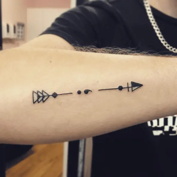 Arrow with Semicolon Forearm Tattoo