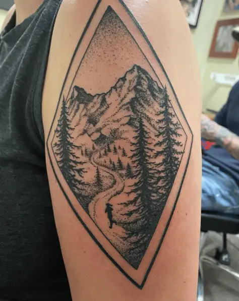 Mountains Running Trail and Runner Arm Tattoo